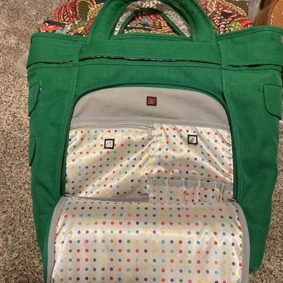 OGIO HAMPTON SOLD OUT LAPTOP BAG KELLY GREEN POLKA DOT SCHOOL BAG PREPPY TOTE - Picture 4 of 7